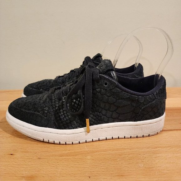 Nike Air Jordan 1 Retro Low NS Black Python Suede Leather Sneakers Women's 8 - Picture 5 of 10